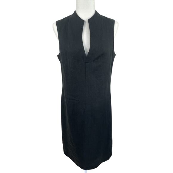 Vintage Muse Size 10 Linen Midi Sheath Dress Minimalist Classic Natural 90s - Picture 1 of 15